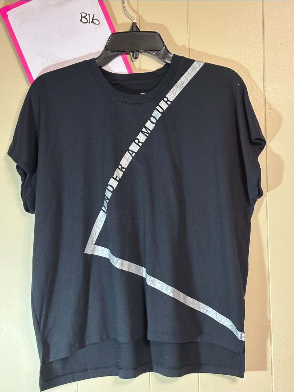 Under Armour Black Short Sleeve Tee with Silver Diagonal Graphic